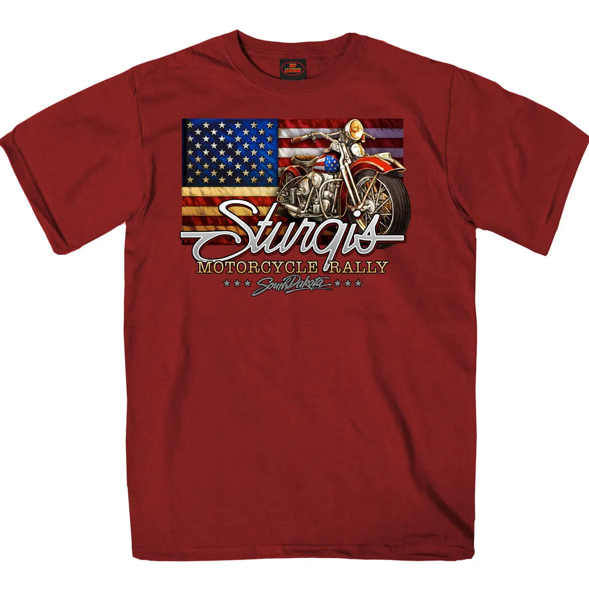 Hot Leathers SPB1096 Men’s Dark Red 2023 Sturgis Rushmore T-Shirt