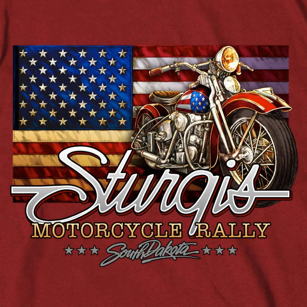 Hot Leathers SPB1096 Men’s Dark Red 2023 Sturgis Rushmore T-Shirt