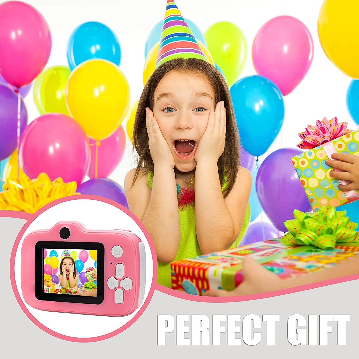 Kids Camera HD Digital Camcorder, Christmas Pink Birthday Gift for Girls