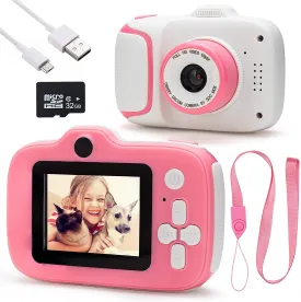 Kids Camera HD Digital Camcorder, Christmas Pink Birthday Gift for Girls