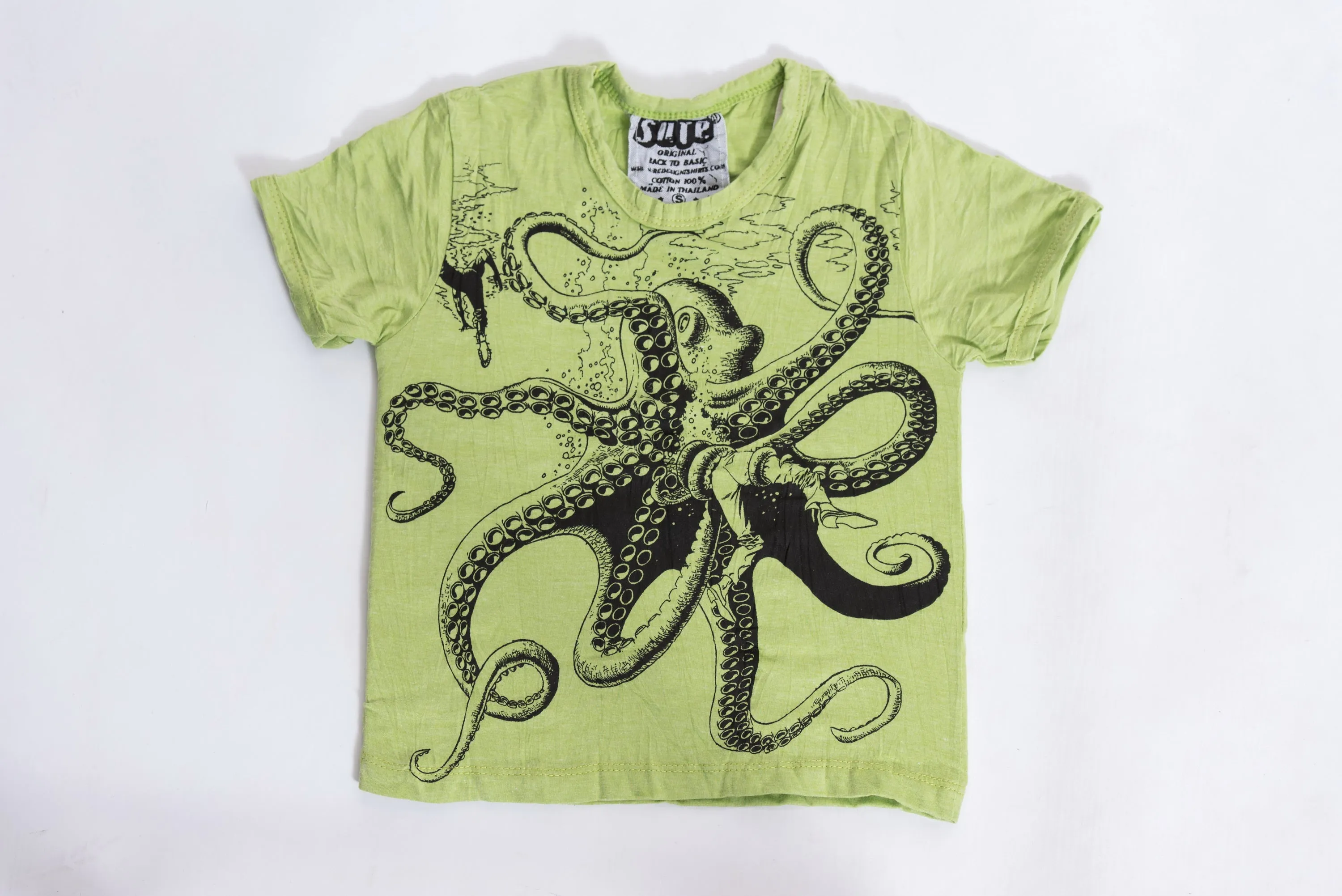 Kids Octopus T-Shirt in Lime