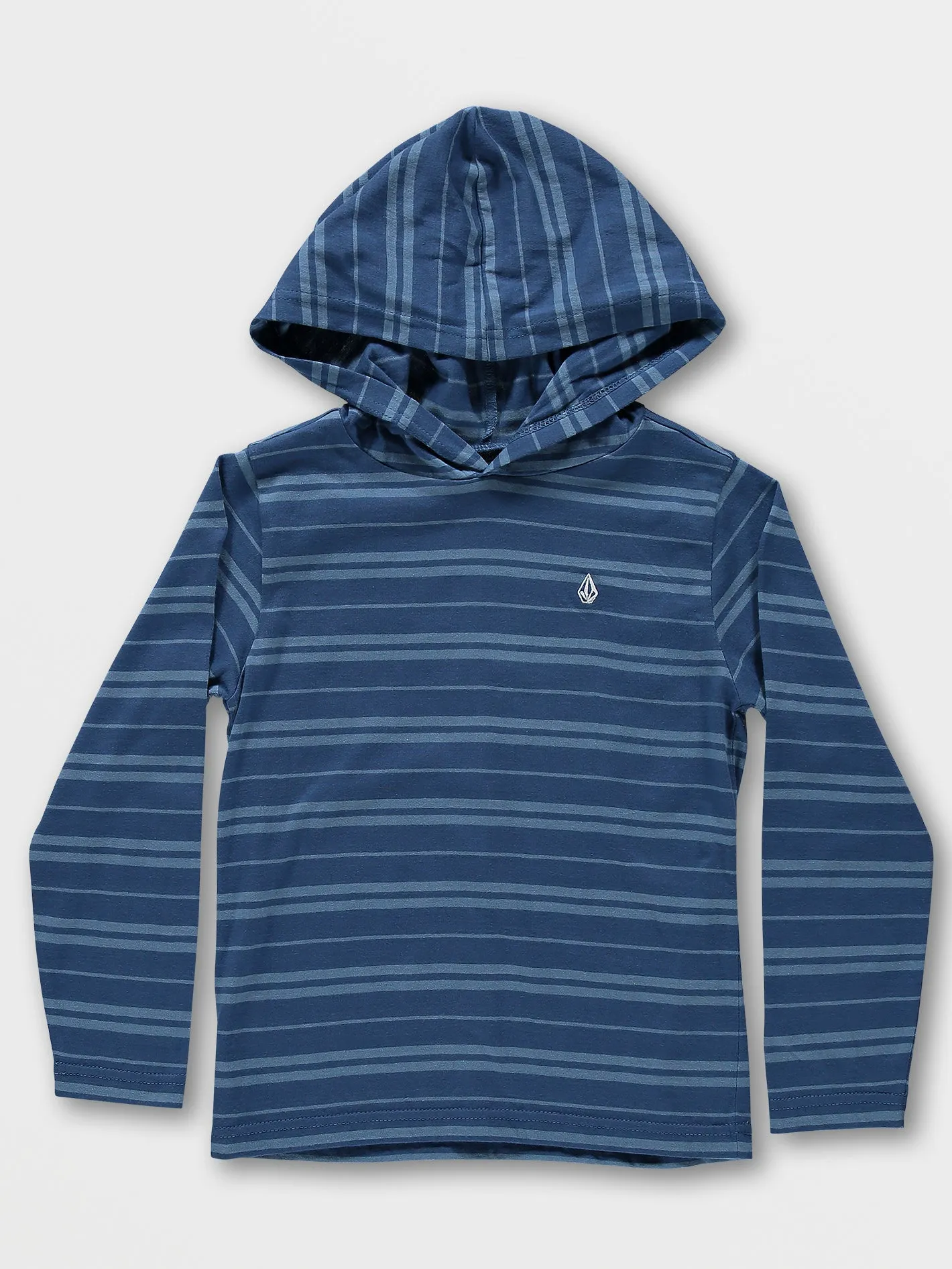 Little Boys Parables Striped Hooded Shirt - Wrecked Indigo