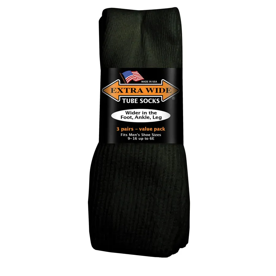 Loose Fit Tube Sock in Black - 3 Pack