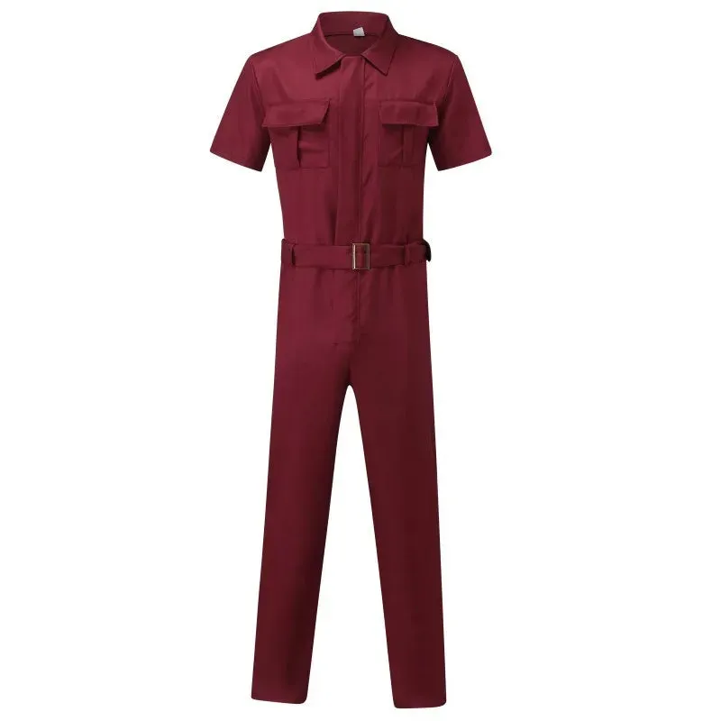 Male's Clothing T-shirt Men's Work Suit Men Clothes Shirts 2023 Jumpsuit Casual Belt Jumpsuits