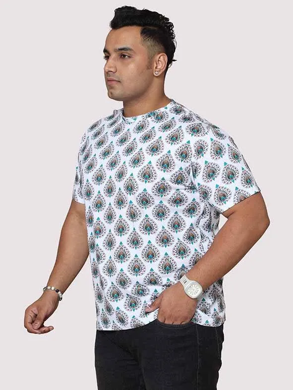 Men Plus Size Ethinic Pattern Digital Printed Round Neck T-Shirt