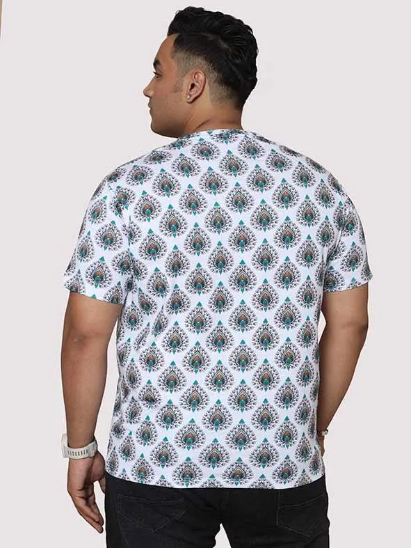 Men Plus Size Ethinic Pattern Digital Printed Round Neck T-Shirt