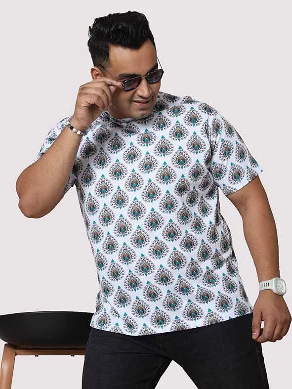 Men Plus Size Ethinic Pattern Digital Printed Round Neck T-Shirt