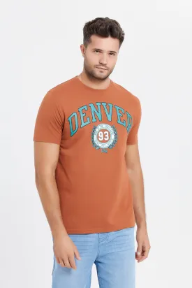 Men Tan Graphic T-Shirt