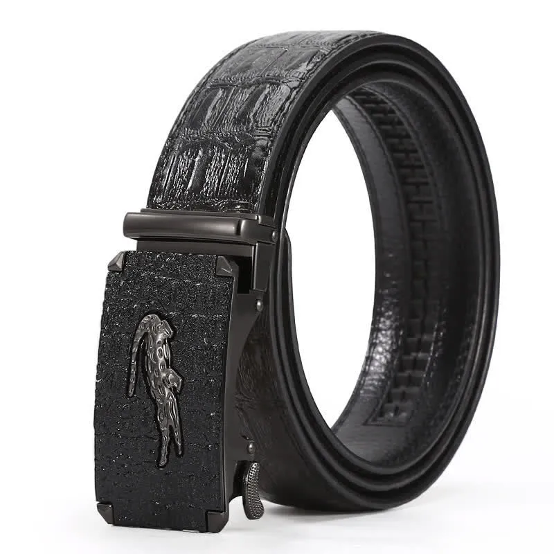 Men's Crocodile Relief Buckle Leather Belt