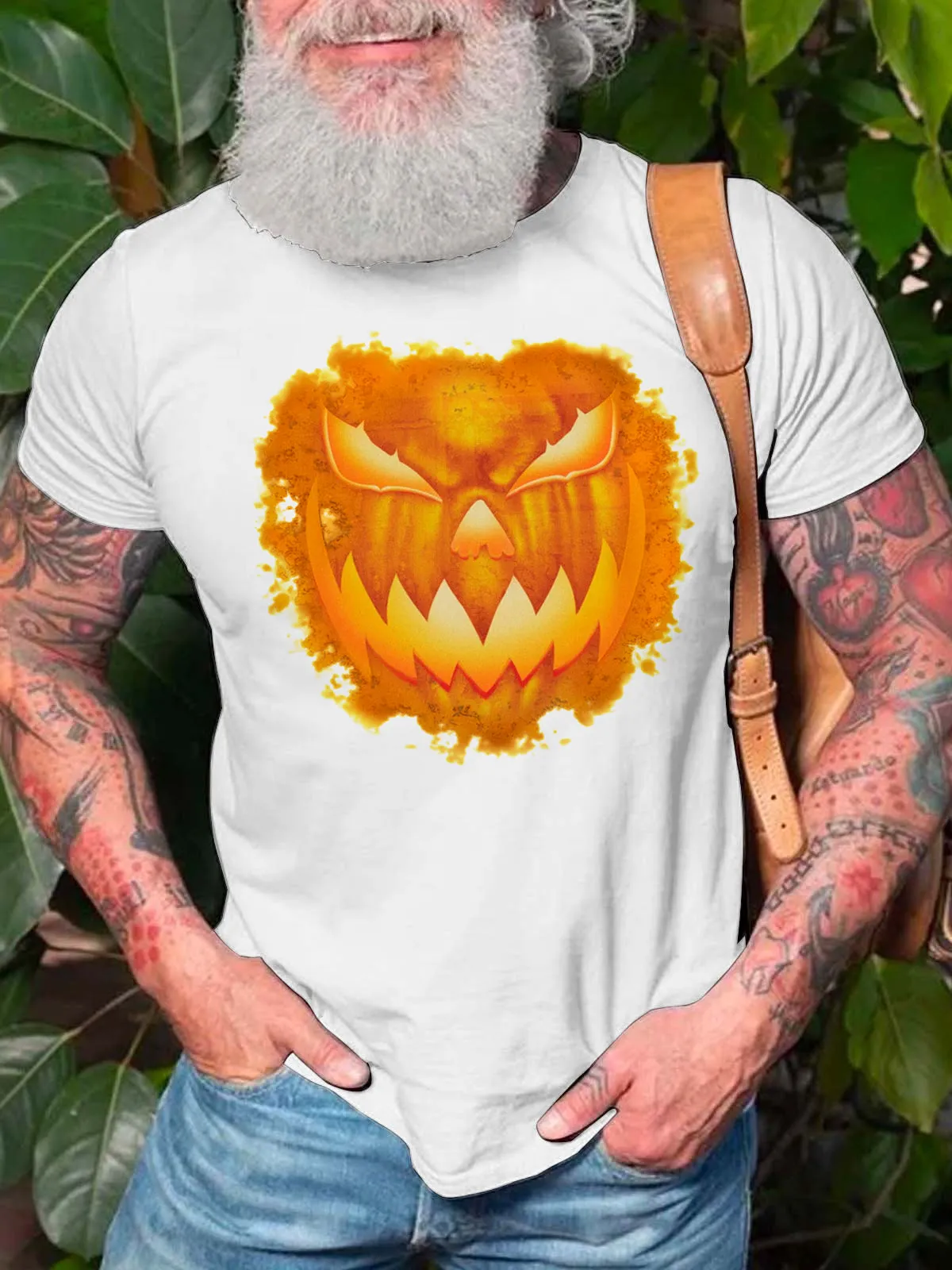 Men's Halloween Spooky Jack-o'-lantern Evil Grin Tee