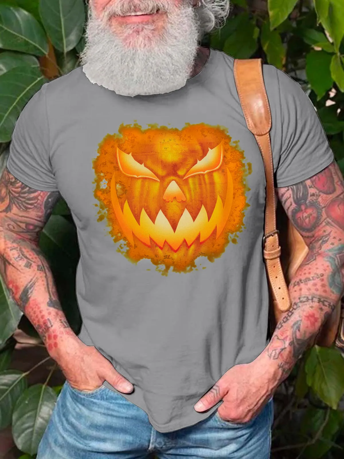 Men's Halloween Spooky Jack-o'-lantern Evil Grin Tee