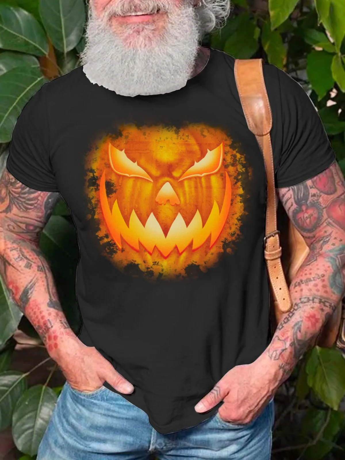 Men's Halloween Spooky Jack-o'-lantern Evil Grin Tee