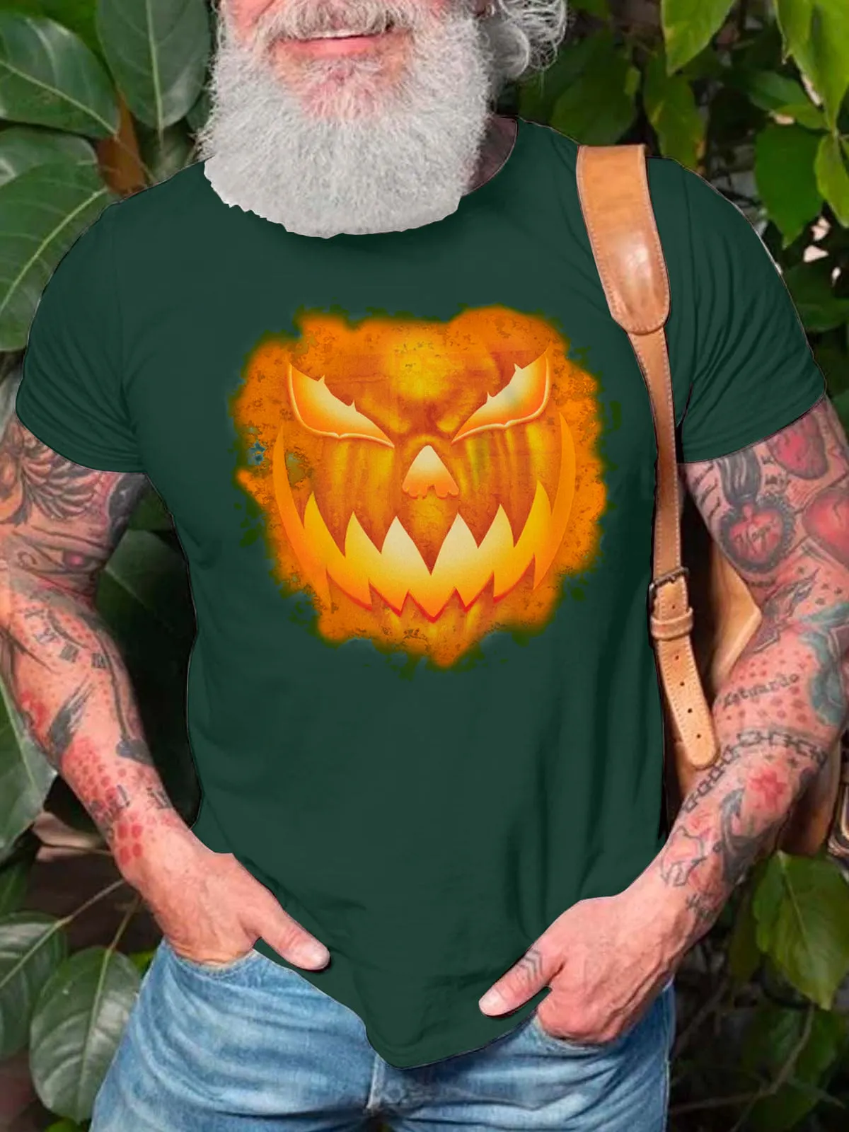 Men's Halloween Spooky Jack-o'-lantern Evil Grin Tee