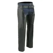 Milwaukee Leather Chaps for Men's Black Leather 3-Front Pockets- Thigh