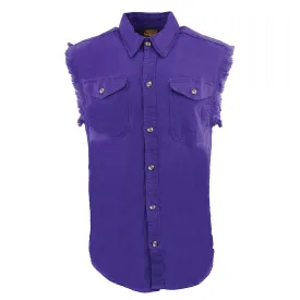 Milwaukee Leather DM1006 Men's Purple Lightweight Sleeveless Denim Shirt