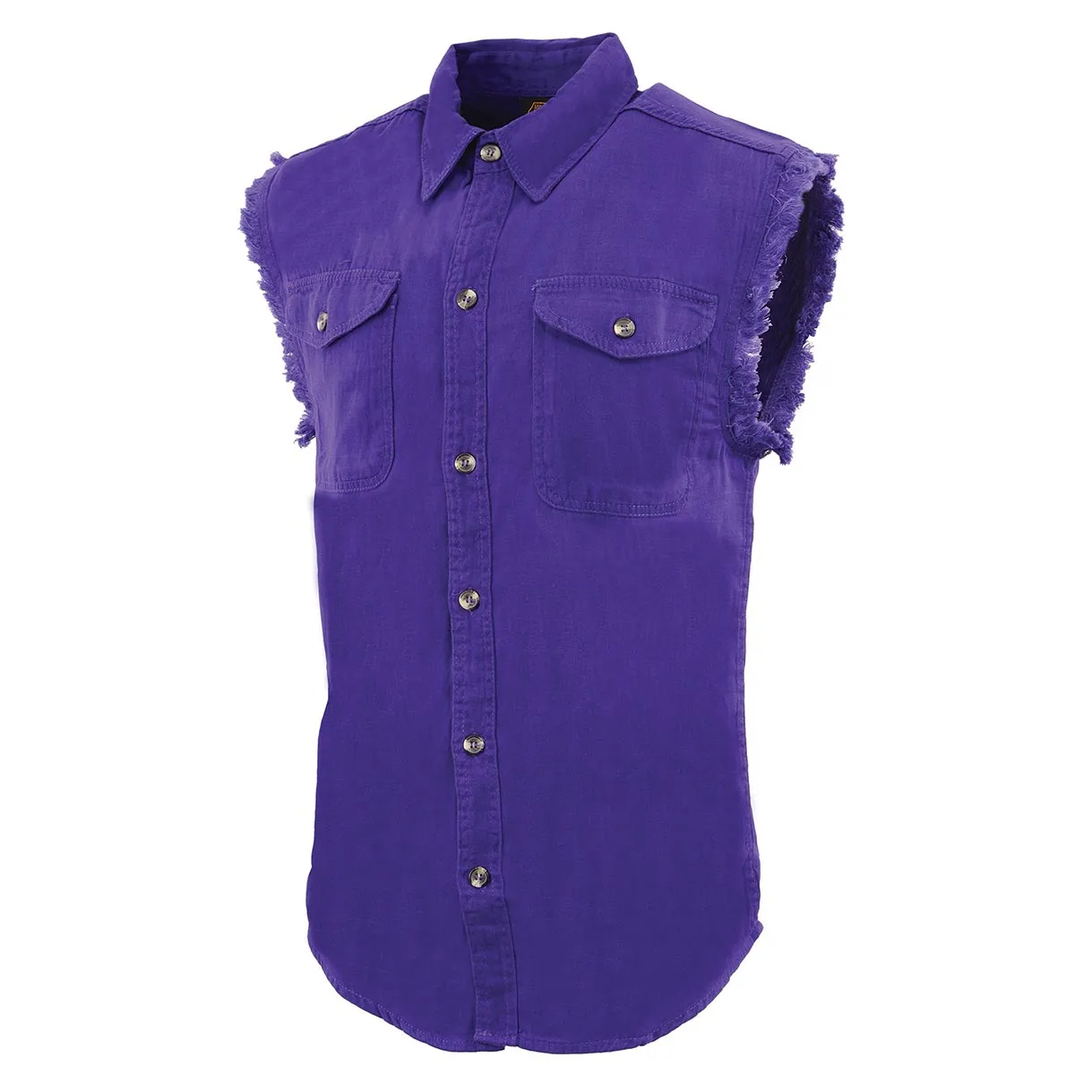 Milwaukee Leather DM1006 Men's Purple Lightweight Sleeveless Denim Shirt