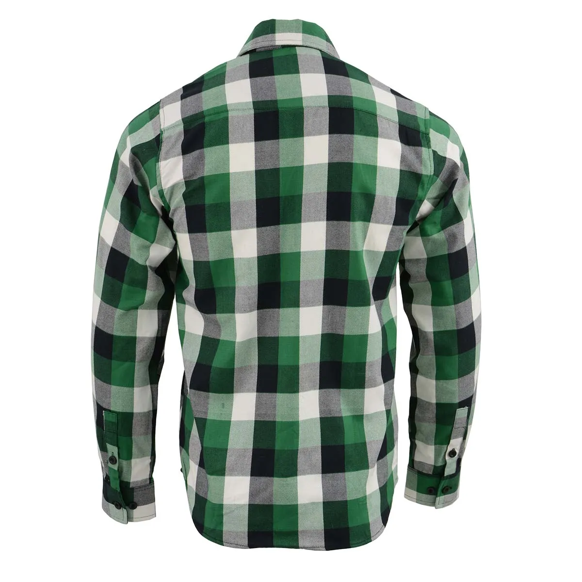 Milwaukee Leather Men's Flannel Plaid Shirt Green and White Long