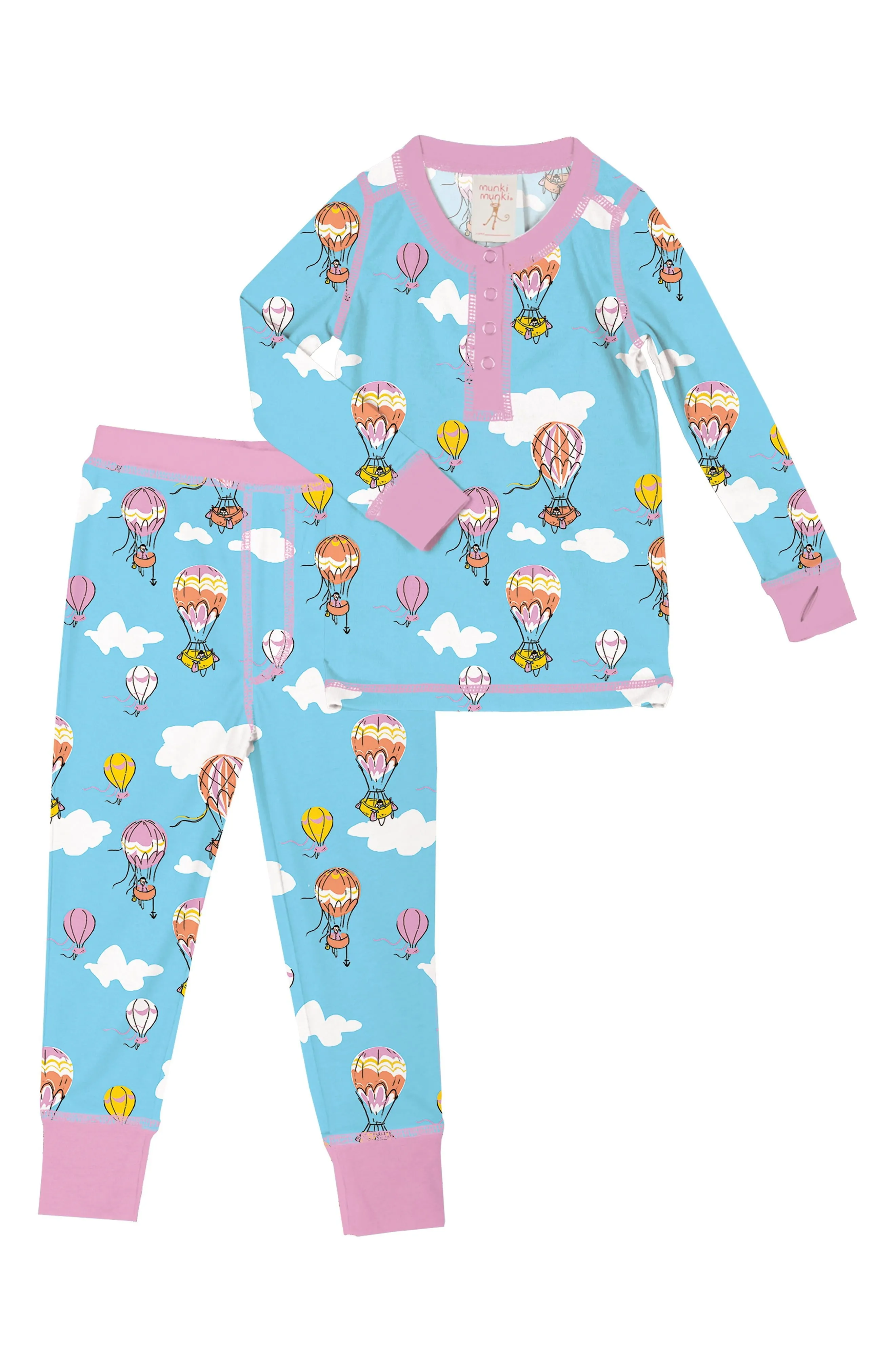 Munki munki Hot Air Balloon Kids Long John Pj Set