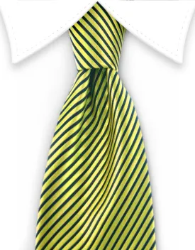 Neon Yellow Striped Kid's Zipper Tie