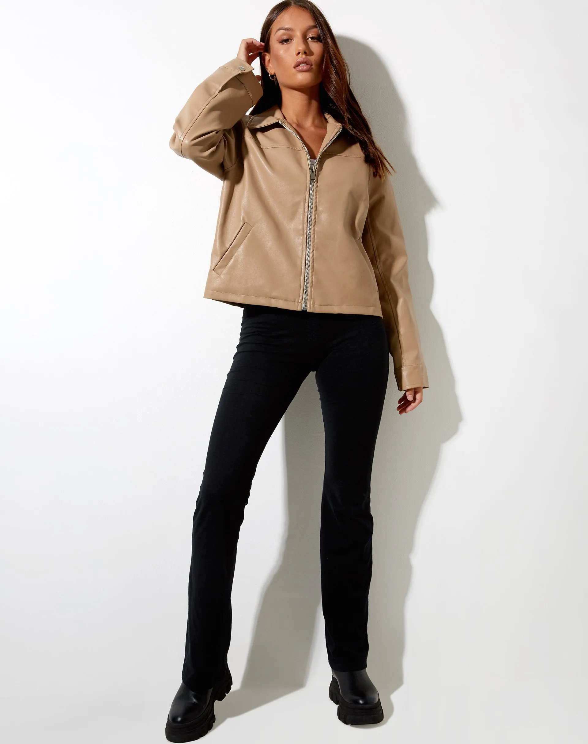 Nerissa Jacket in PU Light Brown