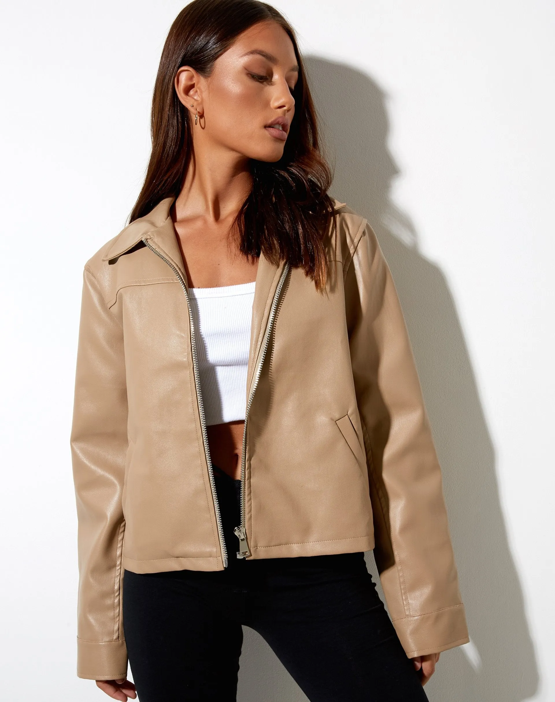 Nerissa Jacket in PU Light Brown