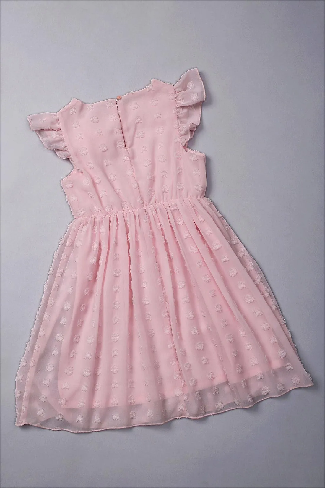 One Friday Girls Baby Pink Swiss  Dot Dress