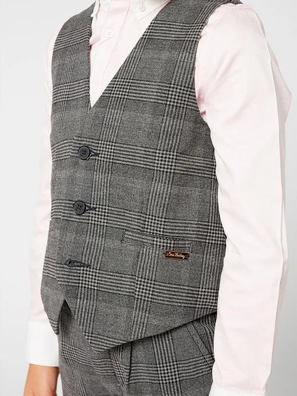 One Friday Grey Checks Waist Coat