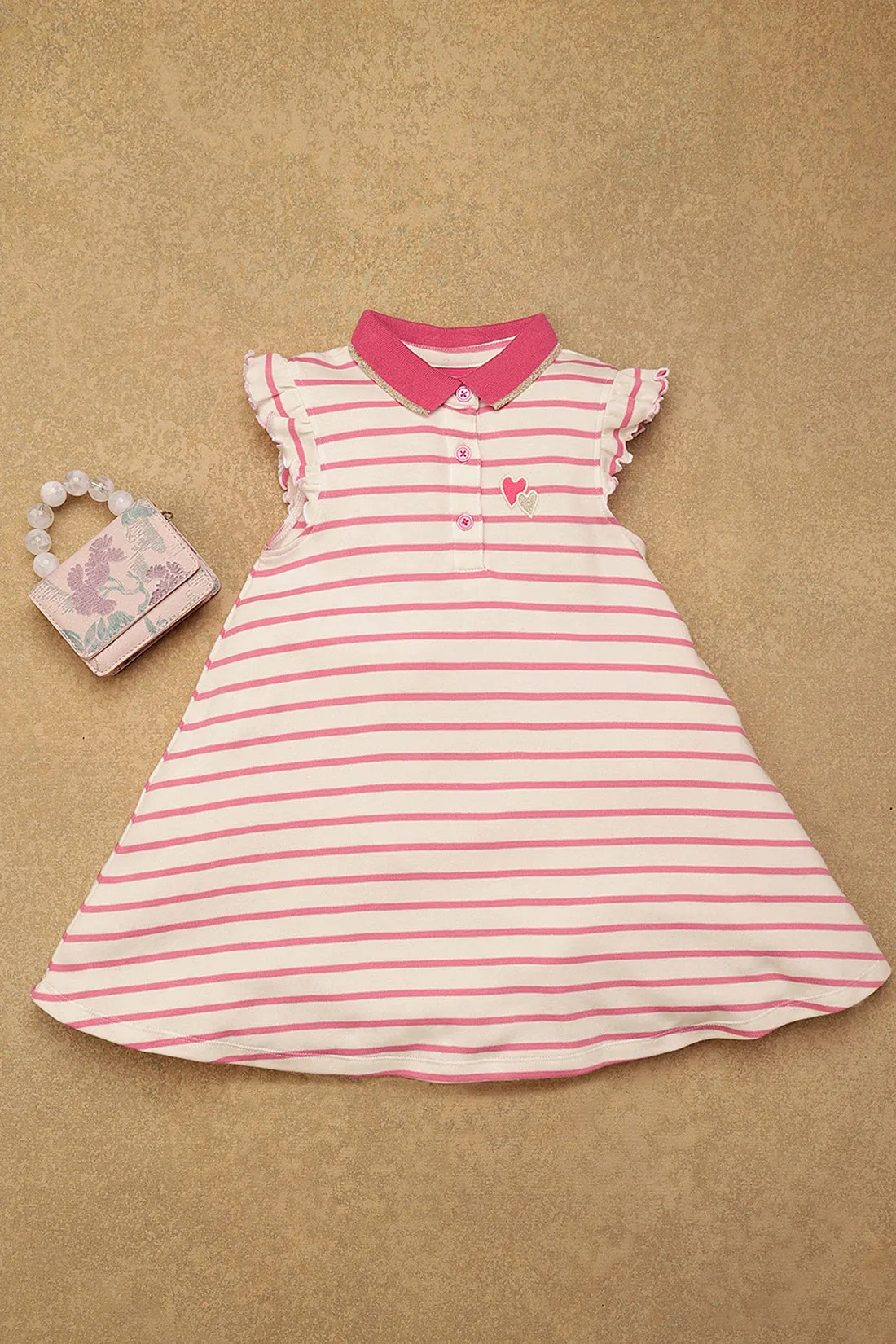 One Friday Kids Girls Pink Stripes Dress