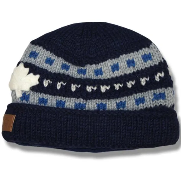 Roll Up Tuque / Hat for Men and Women. 100% Wool with Fleece Lining. Handmade in Nepal.