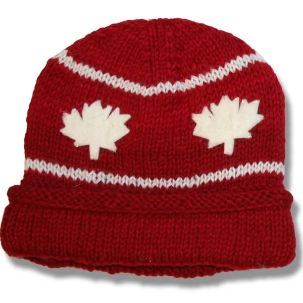 Roll Up Tuque / Hat for Men and Women. 100% Wool with Fleece Lining. Handmade in Nepal.