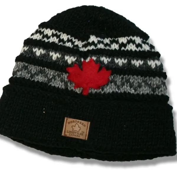 Roll Up Tuque / Hat for Men and Women. 100% Wool with Fleece Lining. Handmade in Nepal.