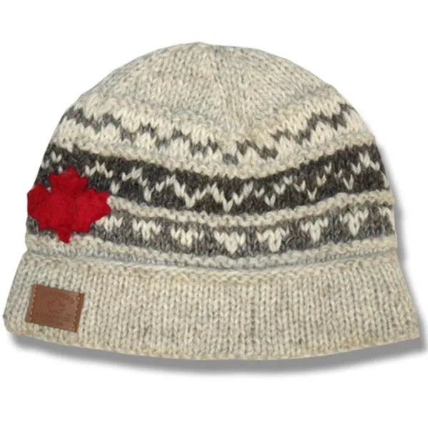 Roll Up Tuque / Hat for Men and Women. 100% Wool with Fleece Lining. Handmade in Nepal.