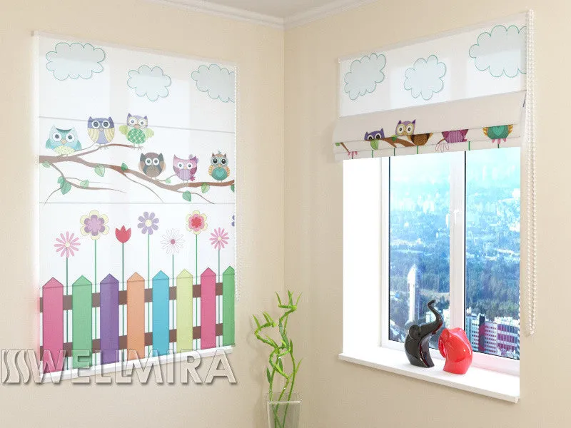 Roman Blind Funny Owls