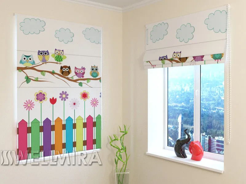 Roman Blind Funny Owls