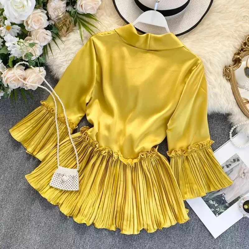 Ruffled Satin Blouse