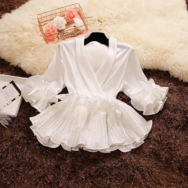 Ruffled Satin Blouse