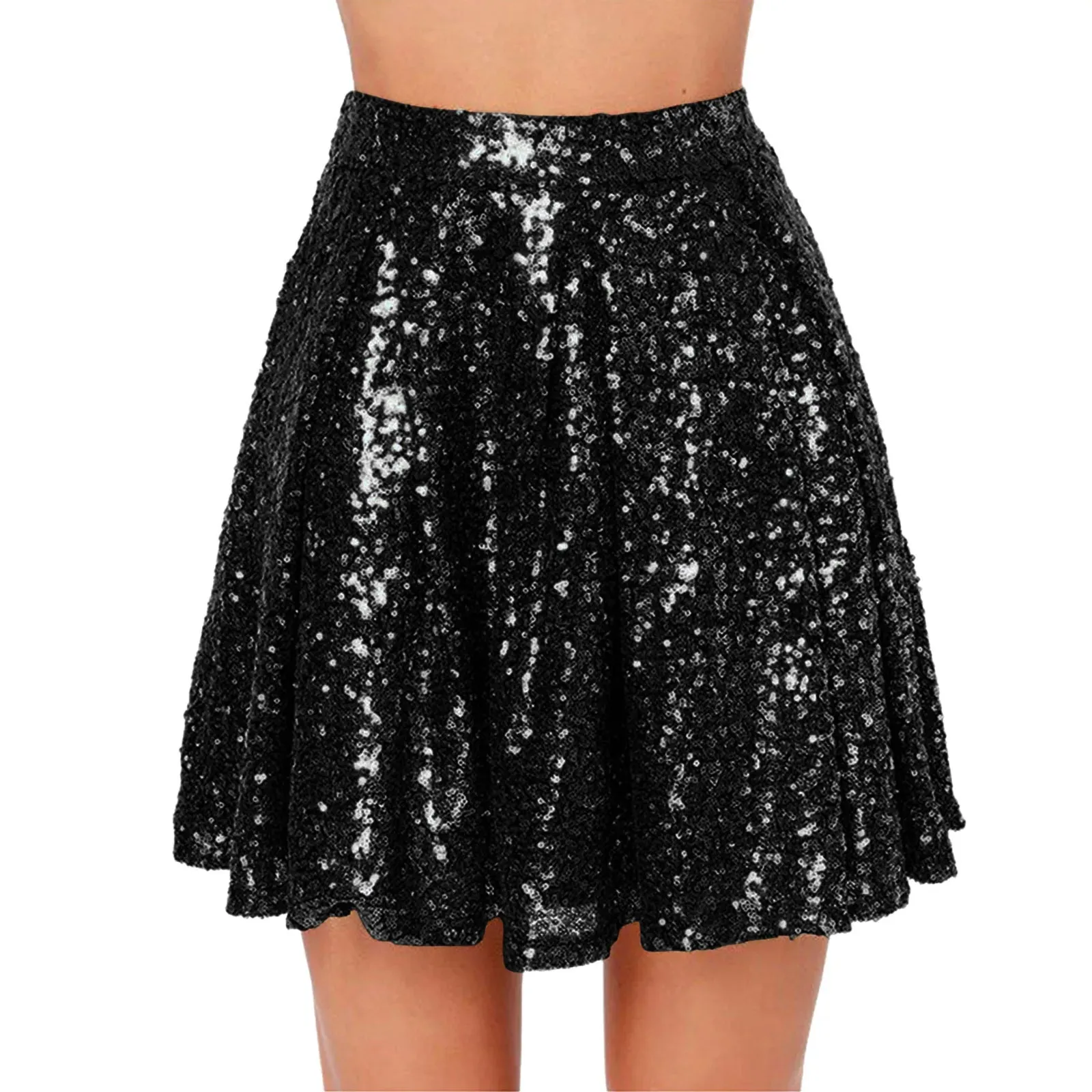 Sexy Sliver Gold Spring Ladies Mini Pleated Glitter Hot Night Club Fashion Skirt