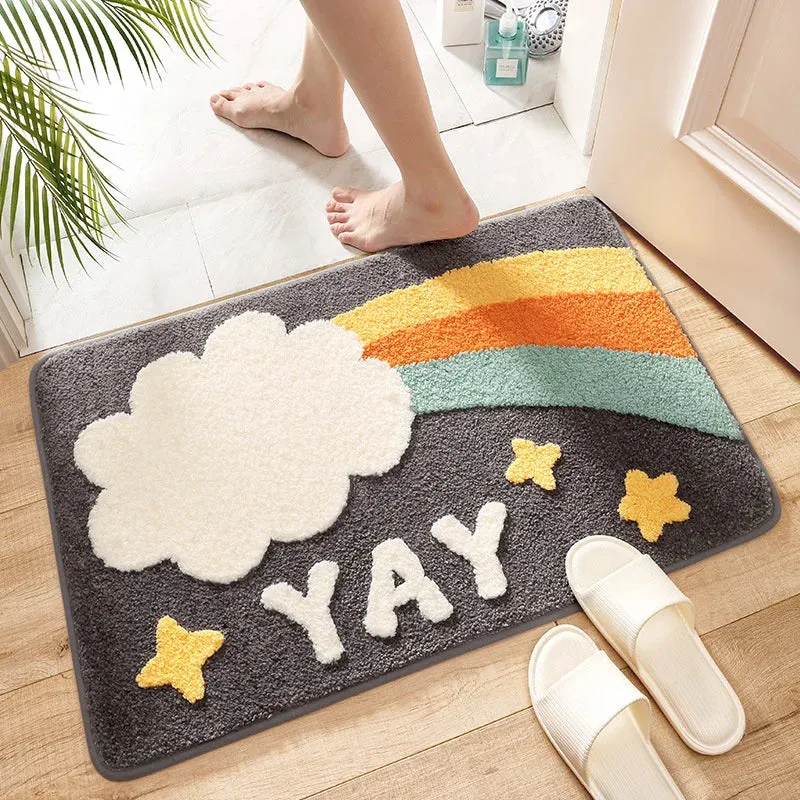 SINOTAO  -  Cartoon Planet Rocket Universe Non Slip Carpet Entrance Mat Bathroom Absorbent Floor Mat Machine Washable Kids Rugs Boys Bedroom