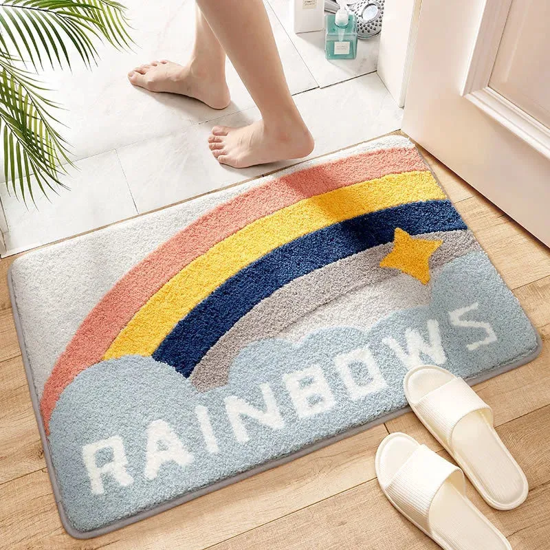 SINOTAO  -  Cartoon Planet Rocket Universe Non Slip Carpet Entrance Mat Bathroom Absorbent Floor Mat Machine Washable Kids Rugs Boys Bedroom