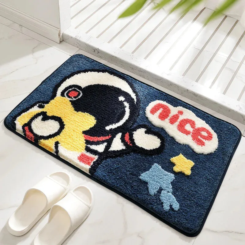 SINOTAO  -  Cartoon Planet Rocket Universe Non Slip Carpet Entrance Mat Bathroom Absorbent Floor Mat Machine Washable Kids Rugs Boys Bedroom