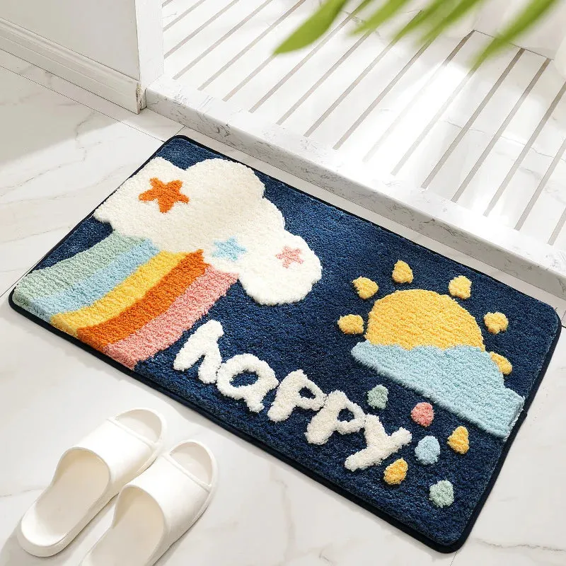 SINOTAO  -  Cartoon Planet Rocket Universe Non Slip Carpet Entrance Mat Bathroom Absorbent Floor Mat Machine Washable Kids Rugs Boys Bedroom