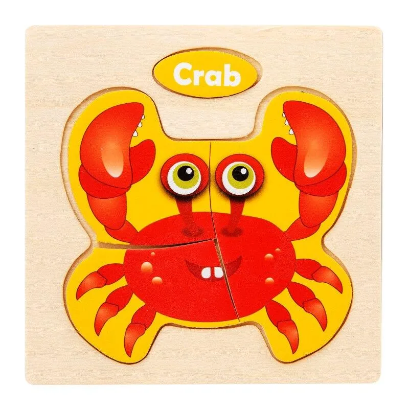 Small Size 3D Wood Puzzles Cartoon Animals Kids Cognitive Jigsaw Puzzle Wooden Toys for Children Baby Early Learning Educational