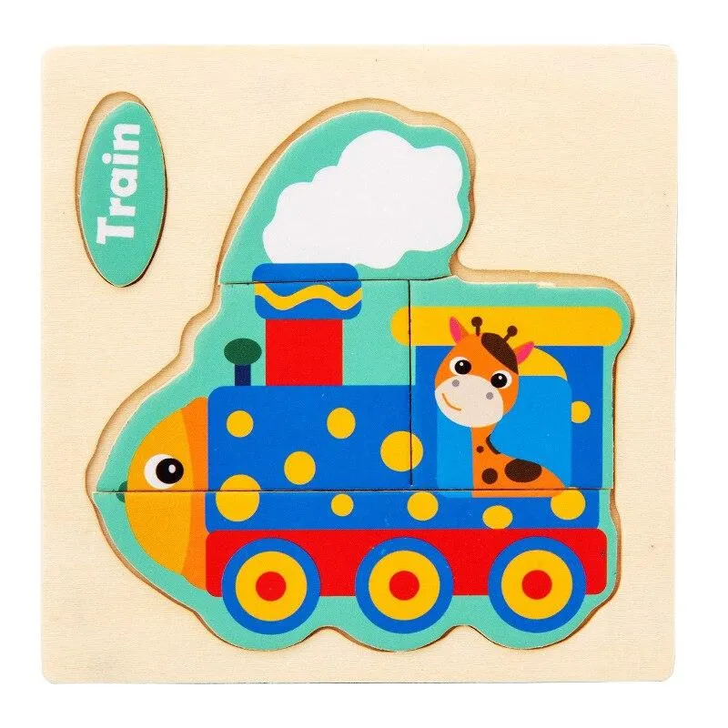 Small Size 3D Wood Puzzles Cartoon Animals Kids Cognitive Jigsaw Puzzle Wooden Toys for Children Baby Early Learning Educational