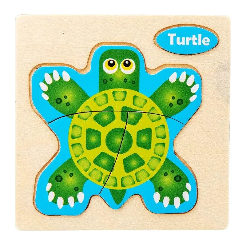 Small Size 3D Wood Puzzles Cartoon Animals Kids Cognitive Jigsaw Puzzle Wooden Toys for Children Baby Early Learning Educational