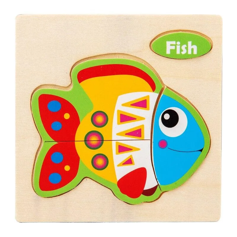 Small Size 3D Wood Puzzles Cartoon Animals Kids Cognitive Jigsaw Puzzle Wooden Toys for Children Baby Early Learning Educational