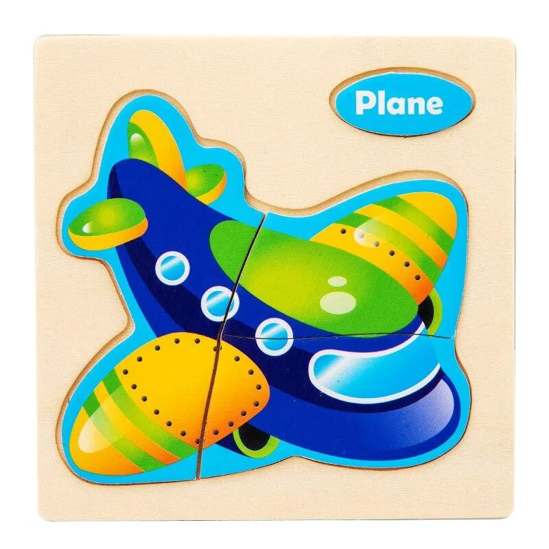 Small Size 3D Wood Puzzles Cartoon Animals Kids Cognitive Jigsaw Puzzle Wooden Toys for Children Baby Early Learning Educational