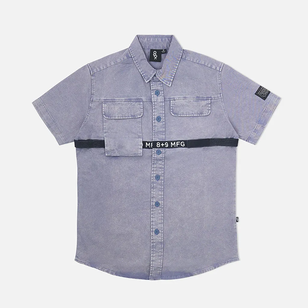 Strapped Up Vintage  Button Up Shirt Blue