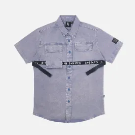 Strapped Up Vintage  Button Up Shirt Blue