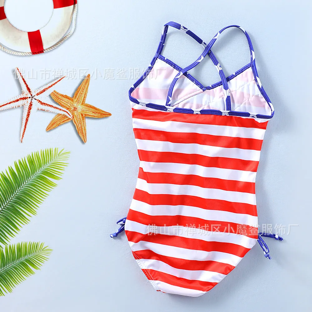 Swimsuit children's flag Independence Day girls clothes Swimwear