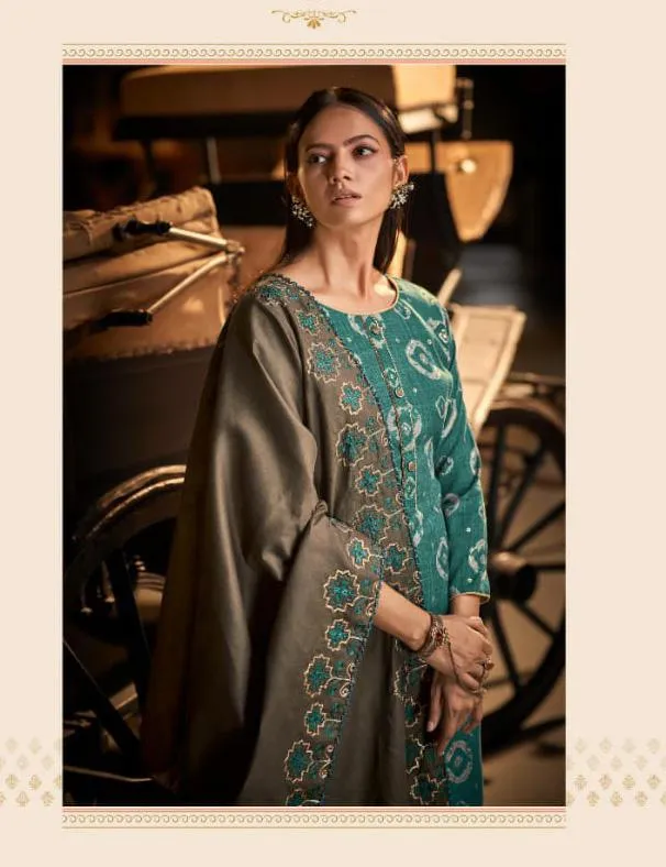 Unstitched Cotton Green Salwar Suit with Dupatta